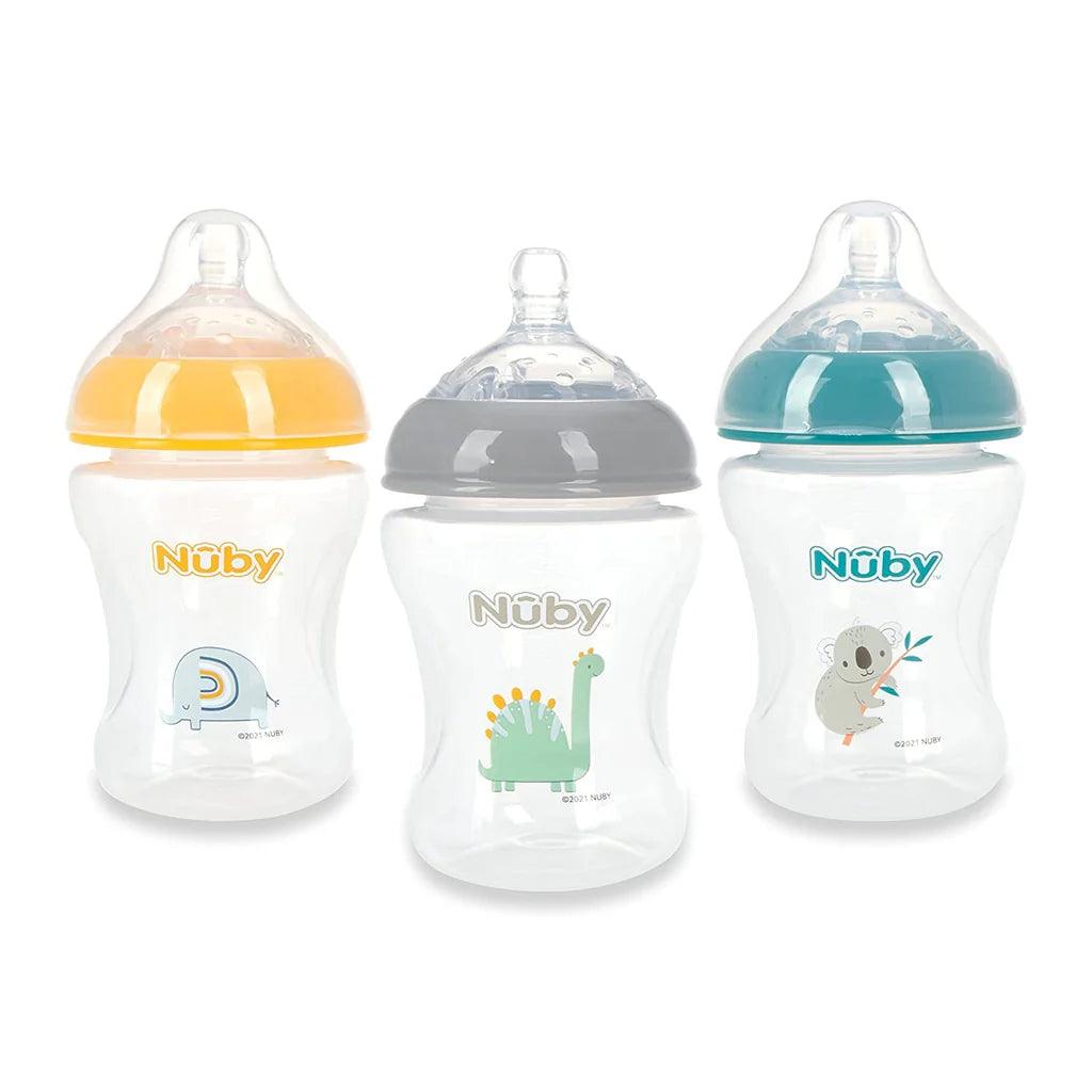 Nuby Infant Baby Bottles with Slow Flow Nipple 8oz -3 Pack — Goldtex