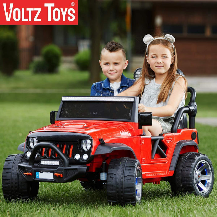 Voltz Toys Voitures pour enfant double siège Jeep Wrangler avec télécommande 12V