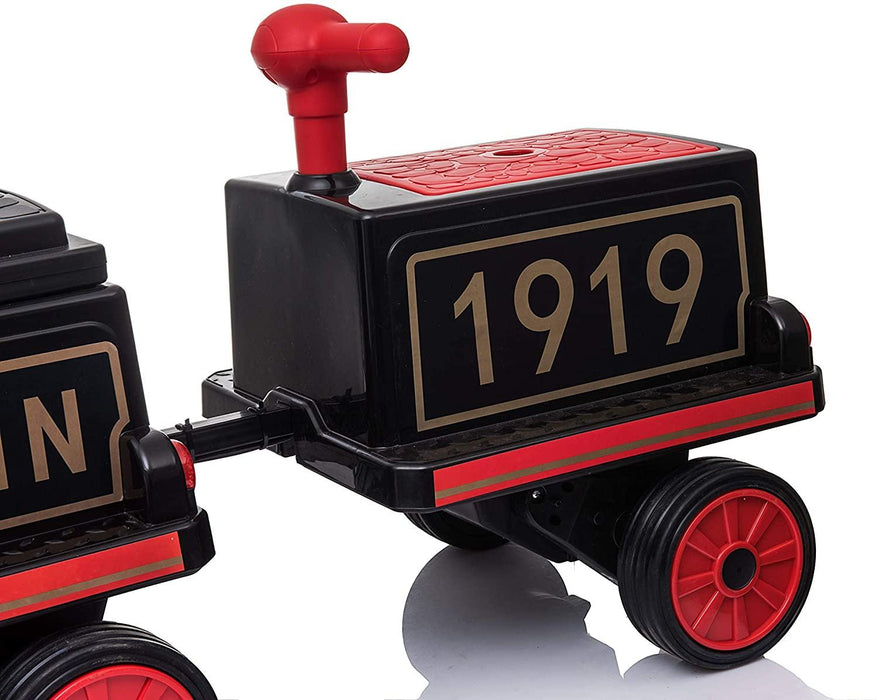 Voltz Toys Locomotive Ride-On Train with Carriage for Kids and Parents 12V - 4 seater
