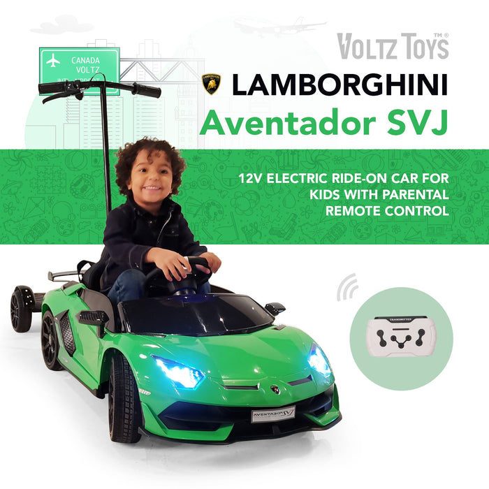 Voltz Toys Voiture pour enfant à siège unique Lamborghini Aventador SVJ sous licence 12V avec Hoverboard
