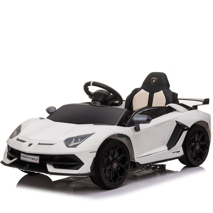 Voltz Toys Voiture pour enfant à siège unique Lamborghini Aventador SVJ sous licence 12V avec Hoverboard