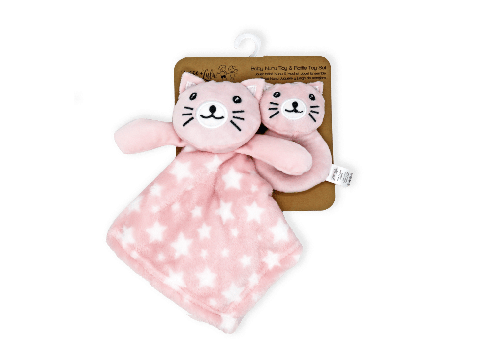 Jesse & Lulu Baby Nunu Animal Plush With Ring Rattle 2 Piece Set
