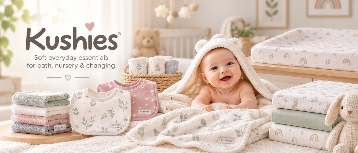 Kushies soft everyday essentials for bath, nursery and changing