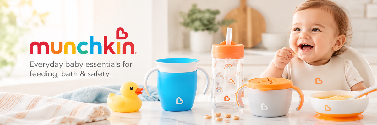 Essentiels bébé Munchkin pour l'alimentation, le bain et la sécurité