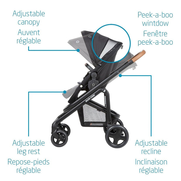 Maxi Cosi Lila CP Travel System with Mico XP Stroller - Essential Black