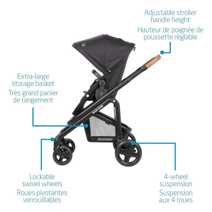 Maxi Cosi Lila CP Travel System with Mico XP Stroller - Essential Black