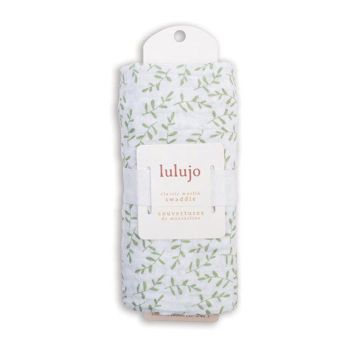 Lulujo Cotton Muslin Swaddle Blanket - Greenery