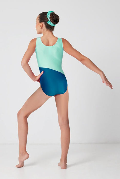 Maillot de gymnastique et de danse sans manche Orchid avec doublure avant - Enfants, ados et adultes - Bleu Mallard