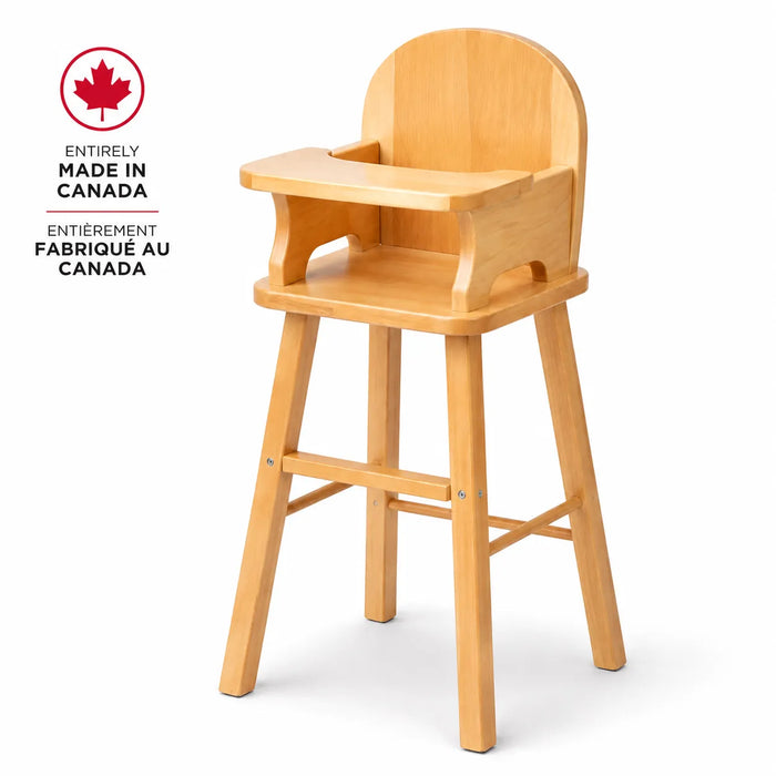 Solid maple wood doll high chair - made in Canada