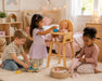 Solid maple wood doll high chair - playdate at home