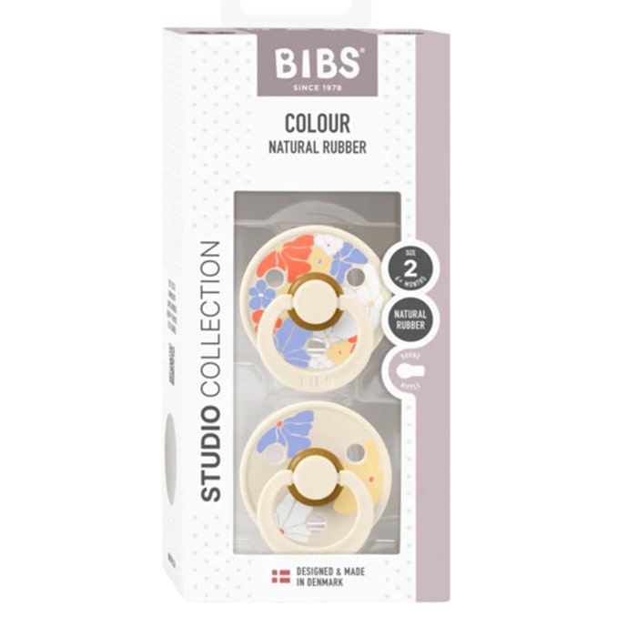BIBS Original | STUDIO COLLECTION | Natural Rubber | Latex Pacifiers - Round Nipple | 2 Pack