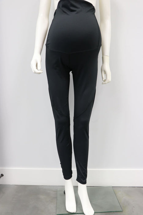 Courage maternity black leggings displayed on a mannequin against a white background.