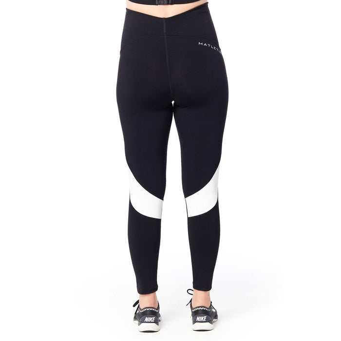 Matletik black and white maternity leggings shown on a person, back view on white background.