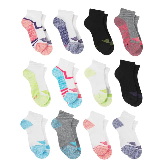 Chaussettes courtes Hanes pour fille, lot de 12, tailles S à L