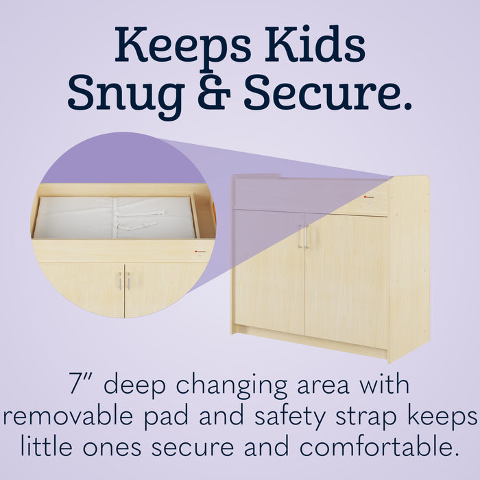 Foundations SafeSwing Changing Table – Natural finish wooden changing table