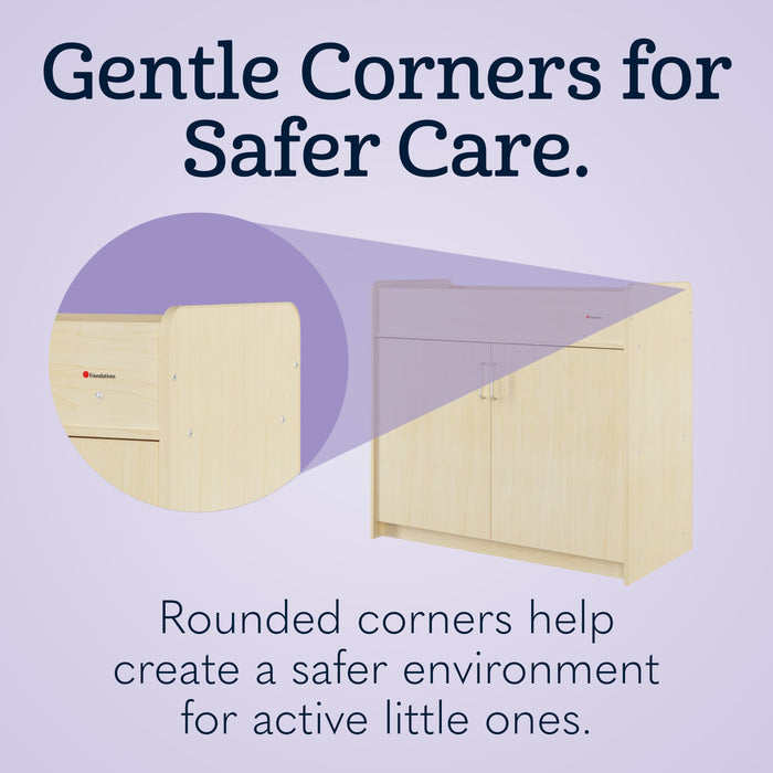 Foundations SafeSwing Changing Table – Natural finish wooden changing table