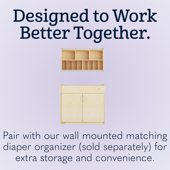Foundations SafeSwing Changing Table – Natural finish wooden changing table
