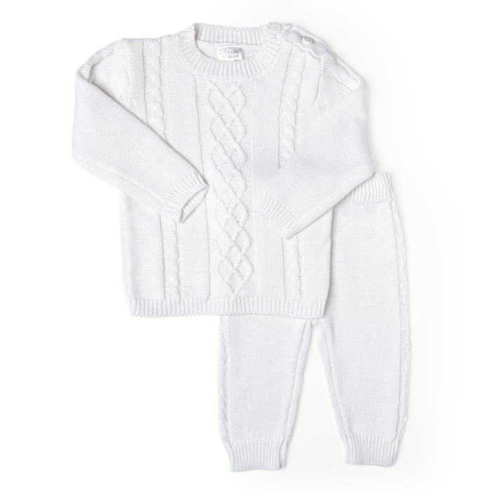 Baby Mode 2-Piece Knit Sweater Set White | 0M- 9M