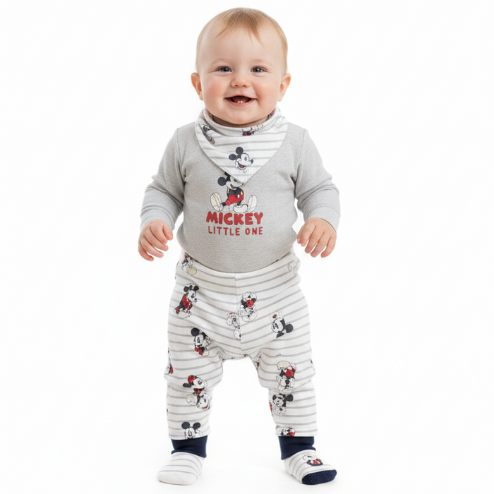 Mickey Mouse 3PCS Footed Set For Baby Boys (Size 0 to 9m)