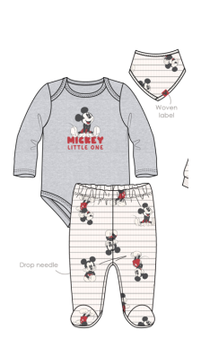 Mickey Mouse 3PCS Footed Set For Baby Boys (Size 0 to 9m)