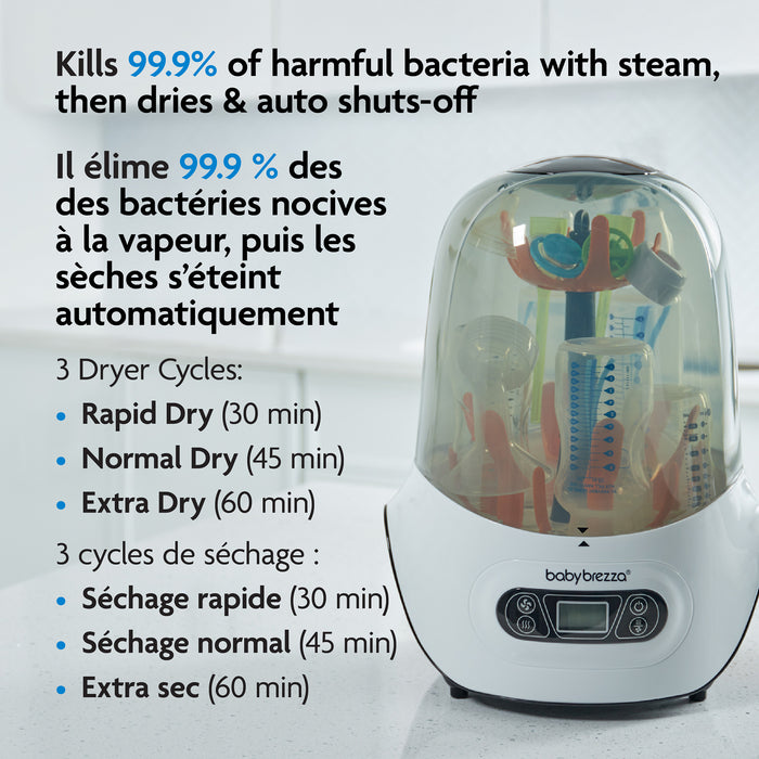 Stérilisateur et sécheur de biberons et accessoires One-Step de Baby Brezza