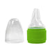 Green Sprouts spout adapter with clear cap shown on a plain white background.