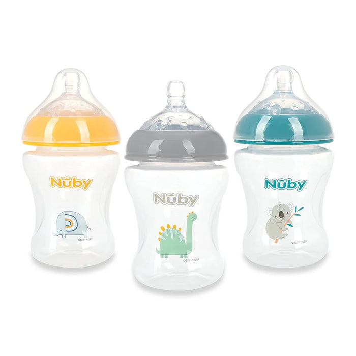 Biberons pour bébé Nuby avec tétine à débit lent - Lot de 3 - 8 oz