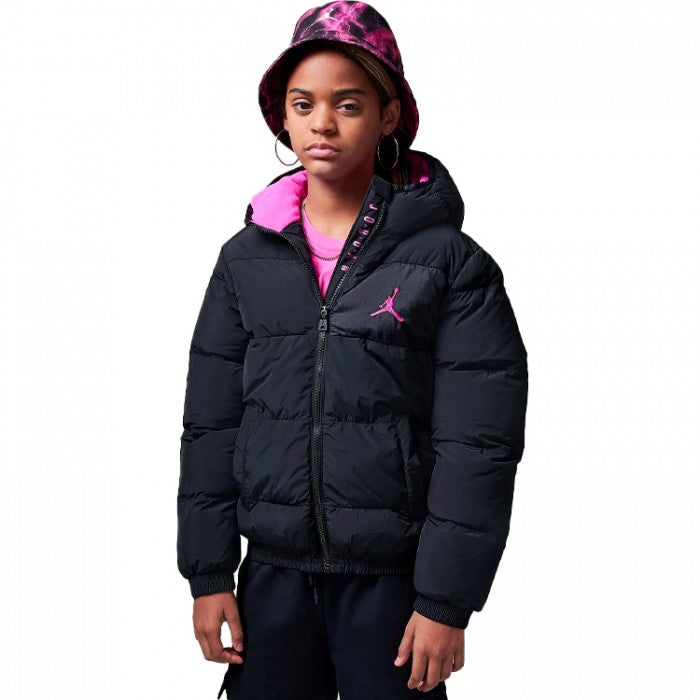 Jordan Essential Midweight Puffer Coat – Black/Pink (S to XL)
