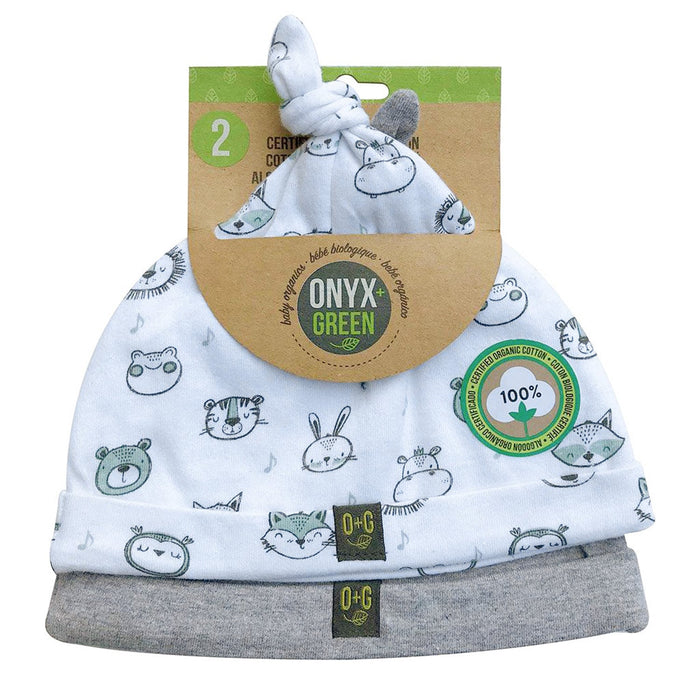 Onyx & Green Organic Baby Hat Set - 0-3m