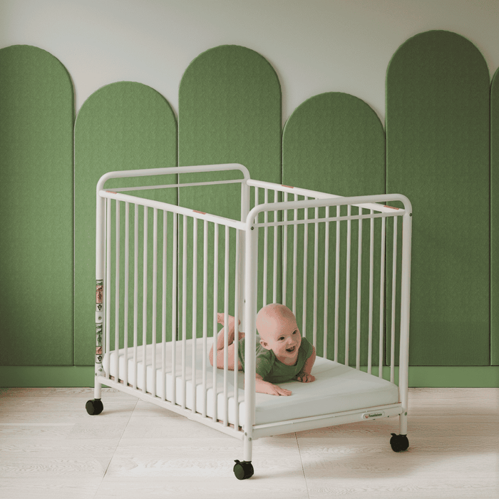 Foundations Chelsea Compact Metal Evacuation Crib – Slatted End Panels & Evacuation Ready