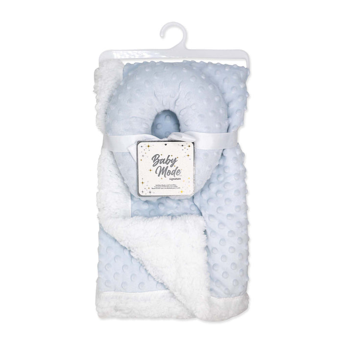 Rose Textiles Popcorn Sherpa Blanket and Neck Pillow