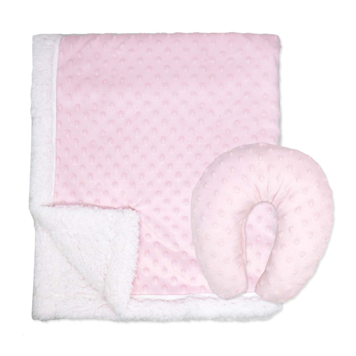 Rose Textiles Popcorn Sherpa Blanket and Neck Pillow