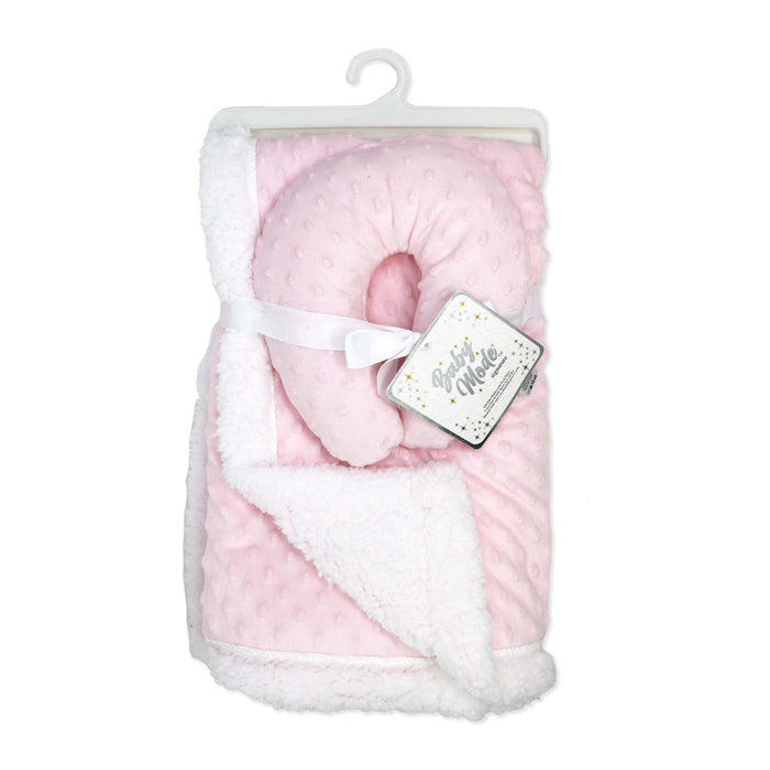 Rose Textiles Popcorn Sherpa Blanket and Neck Pillow
