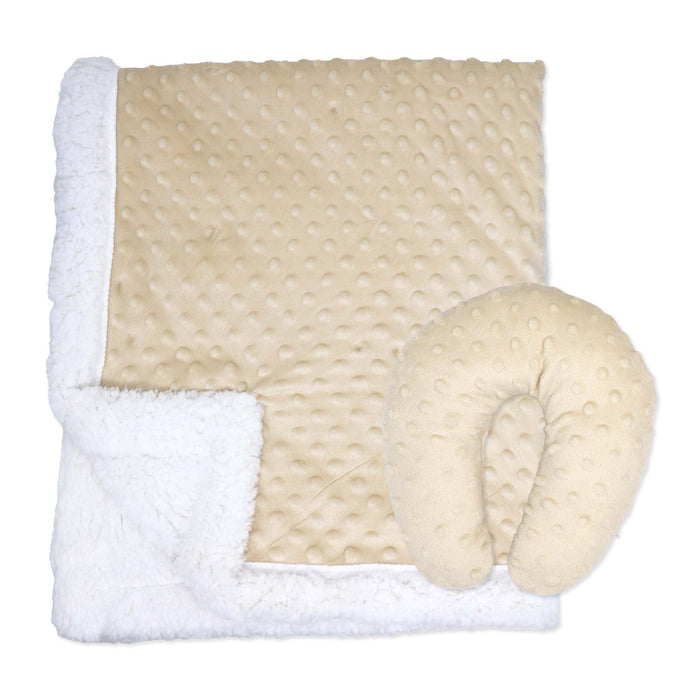 Rose Textiles Popcorn Sherpa Blanket and Neck Pillow