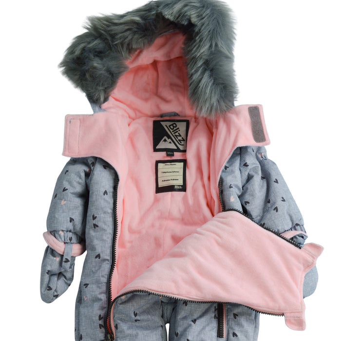 Combinaison de neige avec coeurs Blizz 1 pièce pour bébé filles (3m à 24m) - 22WBLI5210