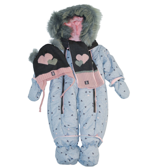 Blizz Baby Girls Hearts Snow Suit - 1 piece - (3m to 24m) - 22WBLI5210