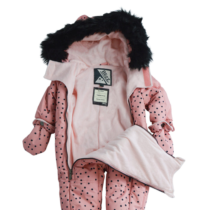 Blizz Baby Girls Pink Kitty Cat Snow Suit - 1 piece - (3m to 24m) - 22WBLI5226