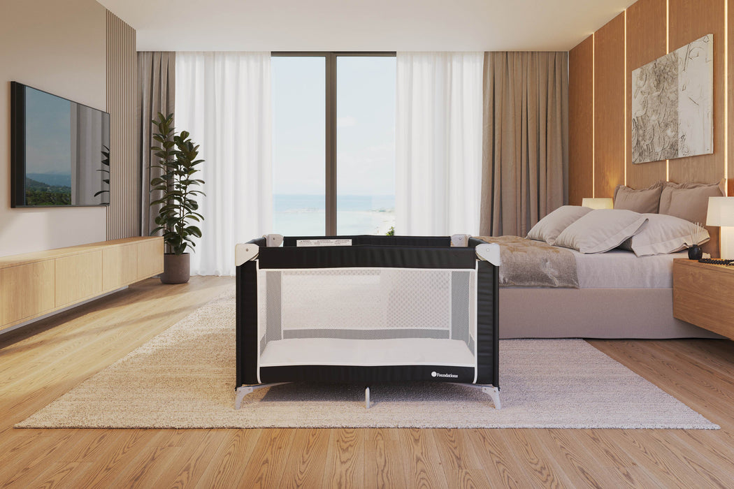 Foundations Sleep ’n Store® Travel Yard – Portable Travel Crib & Infant Play Yard