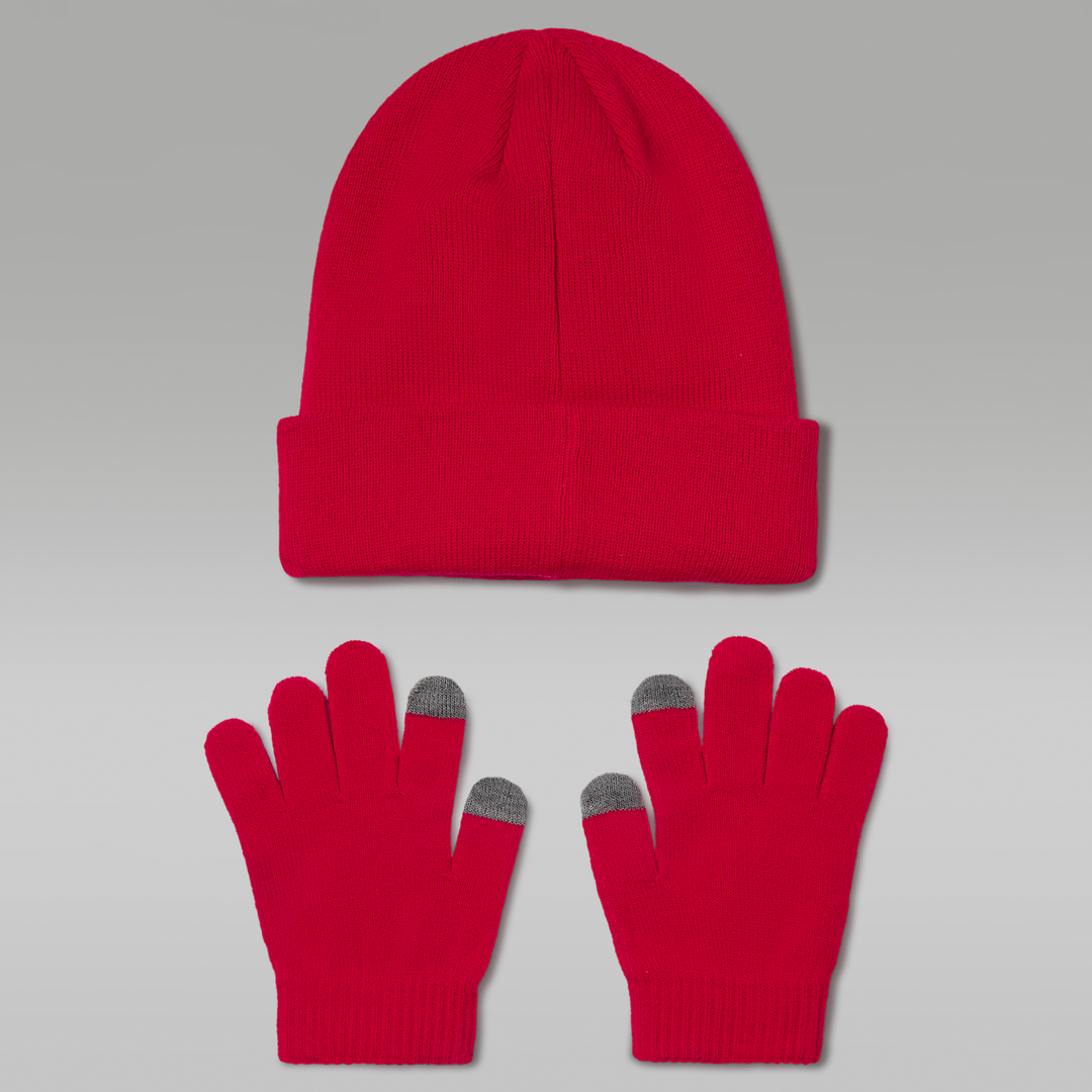 Jordan 23 beanie and gloves set University Red 02