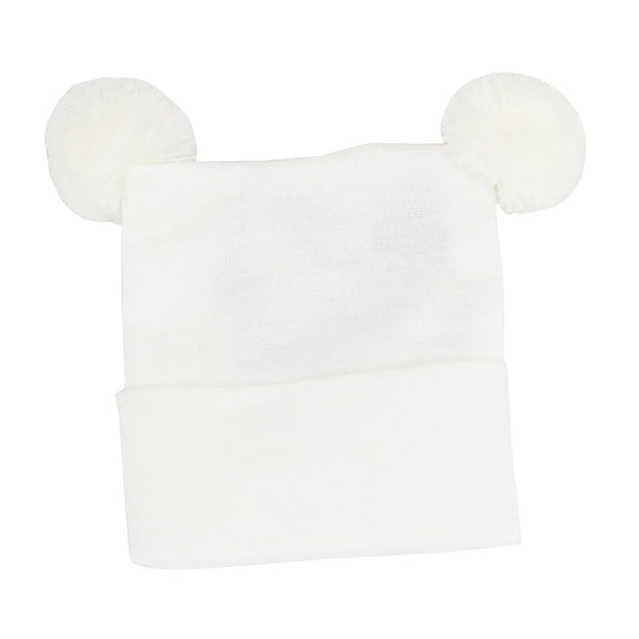 Bonnet pour nouveau-né de Kidcentral Essentials à double-pompon