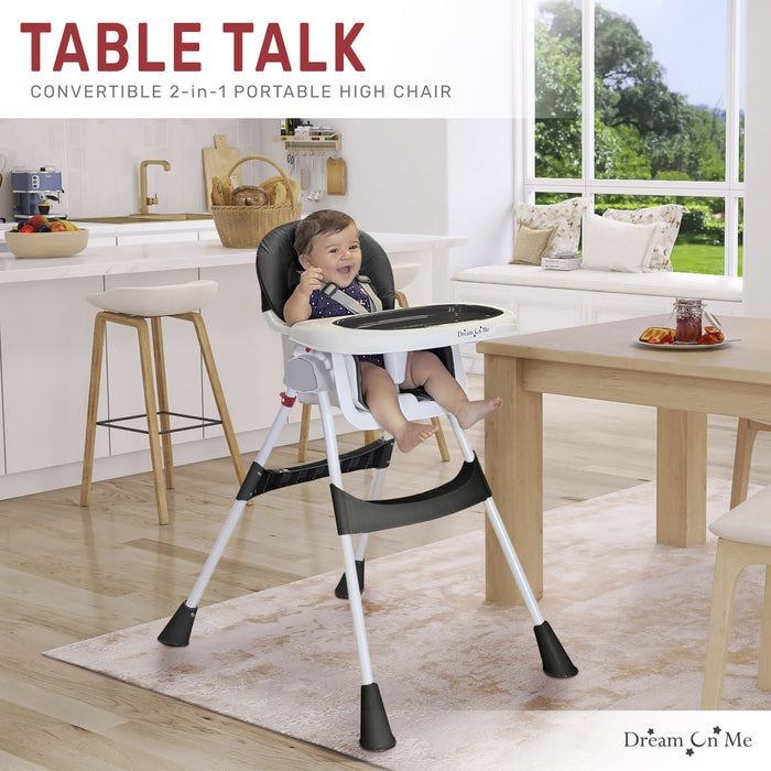 Dream On Me Portable 2 In 1 Table Talk Highchair – Black lifestyle