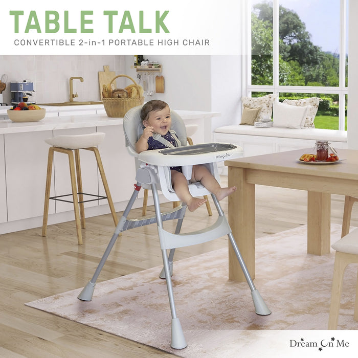 Dream On Me Portable 2 In 1 Table Talk Highchair – Grey lifestyle