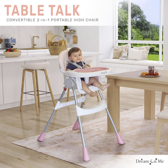 Dream On Me Portable 2 In 1 Table Talk Highchair – Pink lifestyle