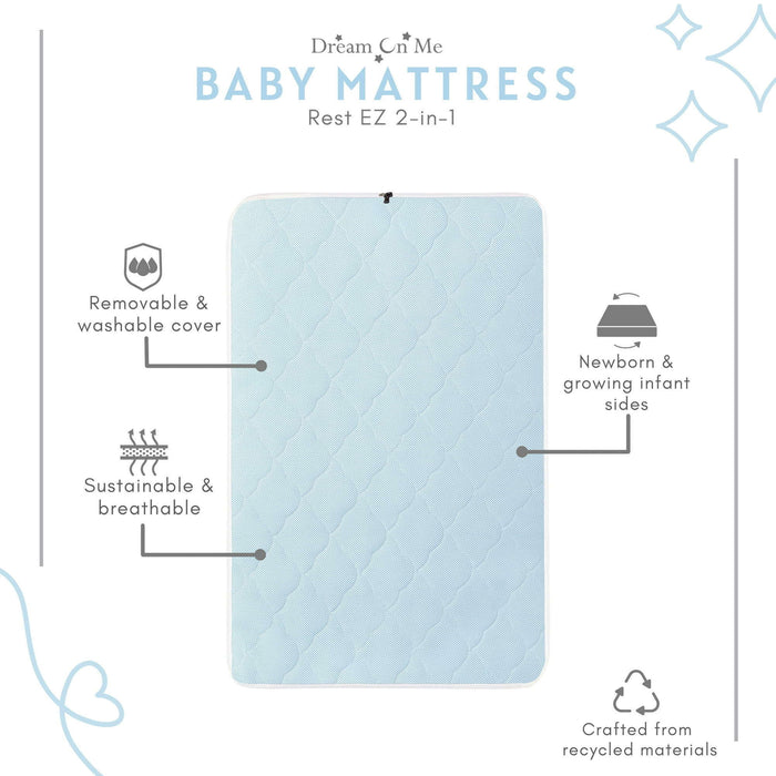 Dream On Me Rest EZ 2-in-1 Mini Crib Mattress Blue image 3