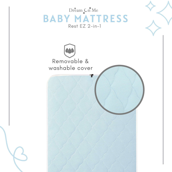 Dream On Me Rest EZ 2-in-1 Mini Crib Mattress Blue image 4