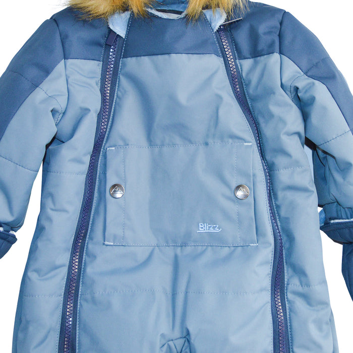 Blizz Baby Boys Blue Snow Suit - 1 piece - (6m to 24m) - 24WBLI3423