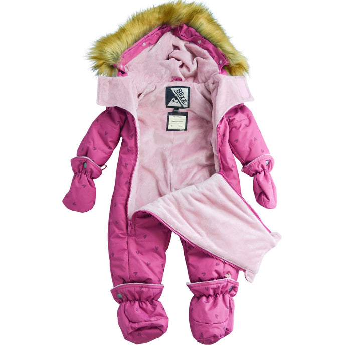 Blizz Baby Girls Fuchsia Hearts Snow Suit - 1 piece - (6m to 24m) - 24WBLI5433