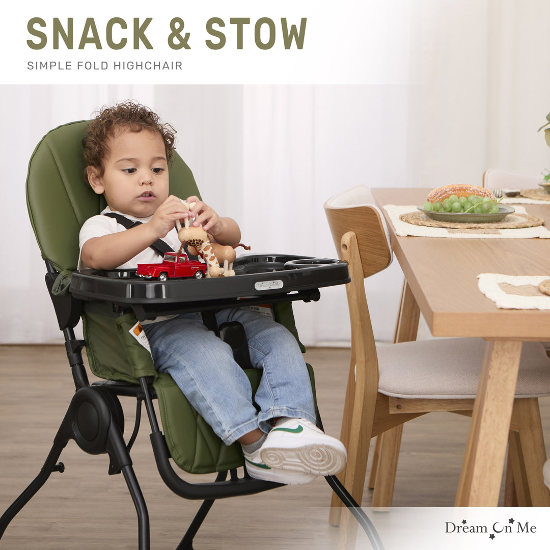 Dream On Me Snack & Stow Highchair Olive image 2