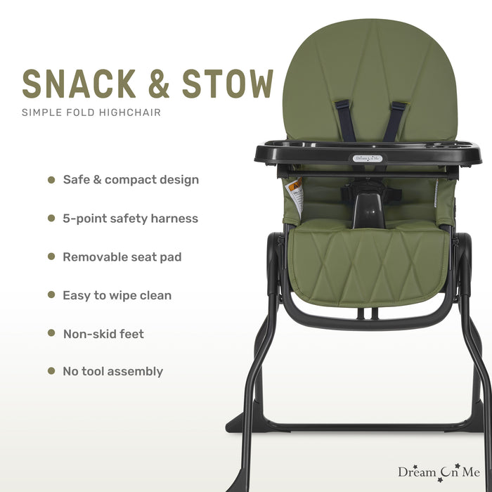 Dream On Me Snack & Stow Highchair Olive image 3