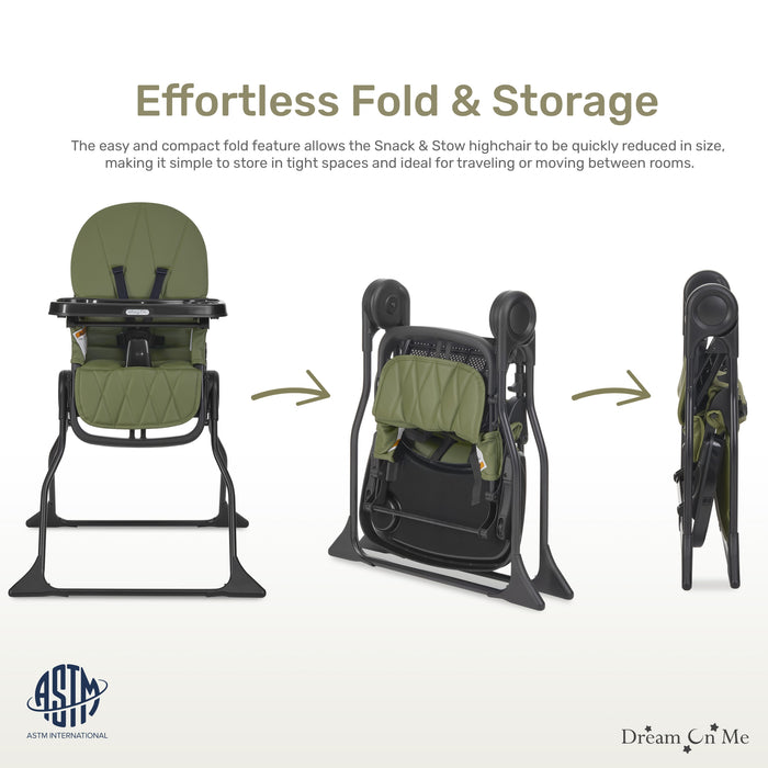 Dream On Me Snack & Stow Highchair Olive image 4